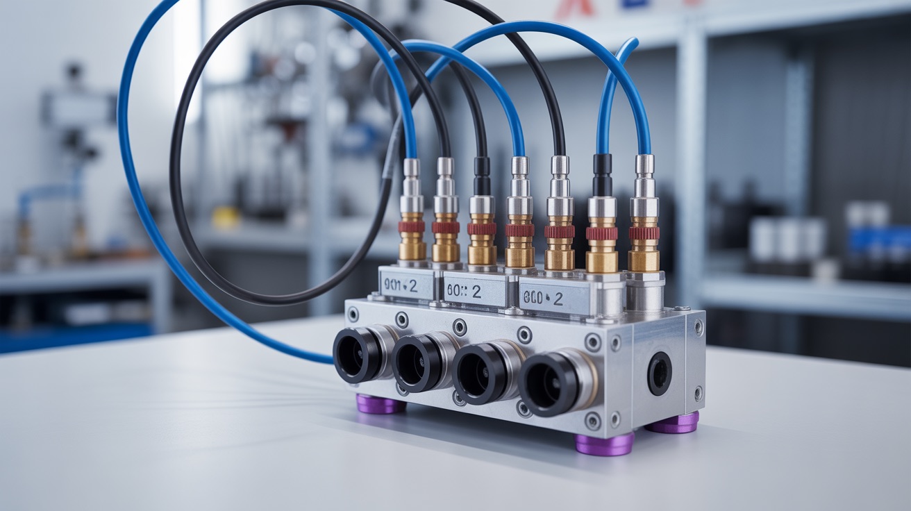Válvula solenoide neumática para aire comprimido en sistema industrial